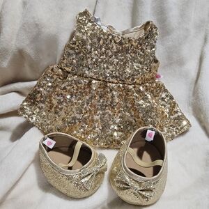 Build-A-Bear Gold Sequin Dress and Shoe Set